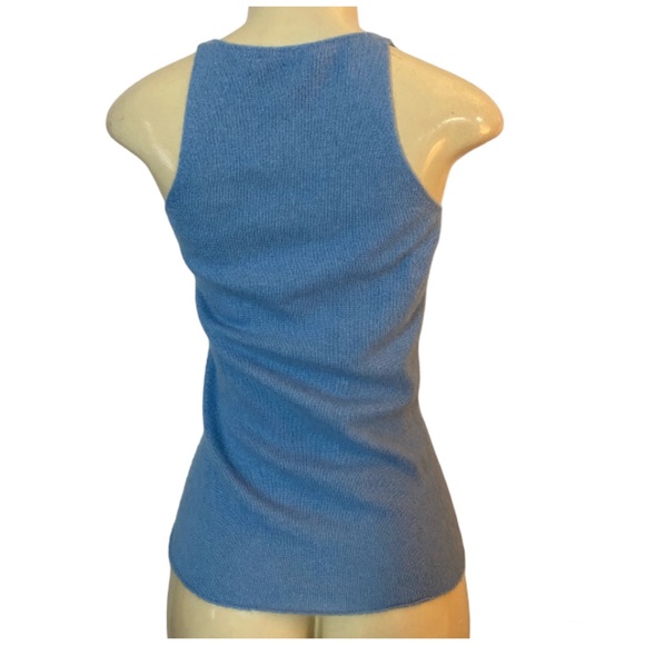 ROBERTO COLLINA 100% Cashmere Tank Top Sky Blue Size Small Made In Italy - Picture 3 of 9